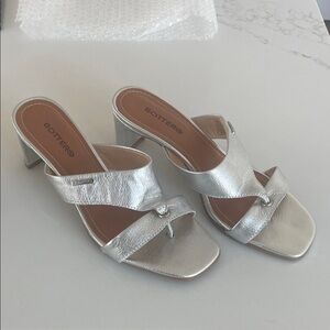 Silver Women's Heeled Mules